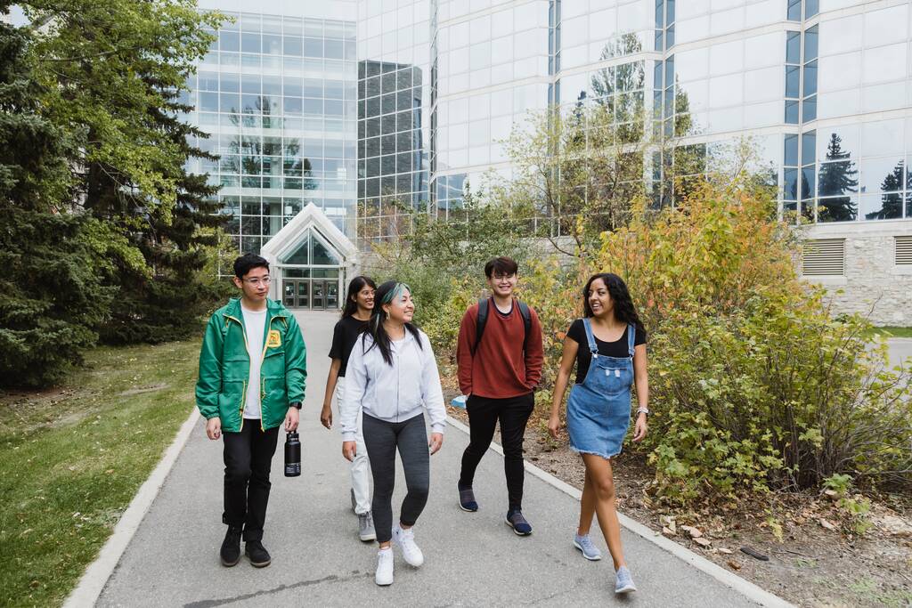 Students walking outside the Agriculture Building